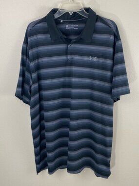 Under Armour HeatGear Blue Striped Golf Polo